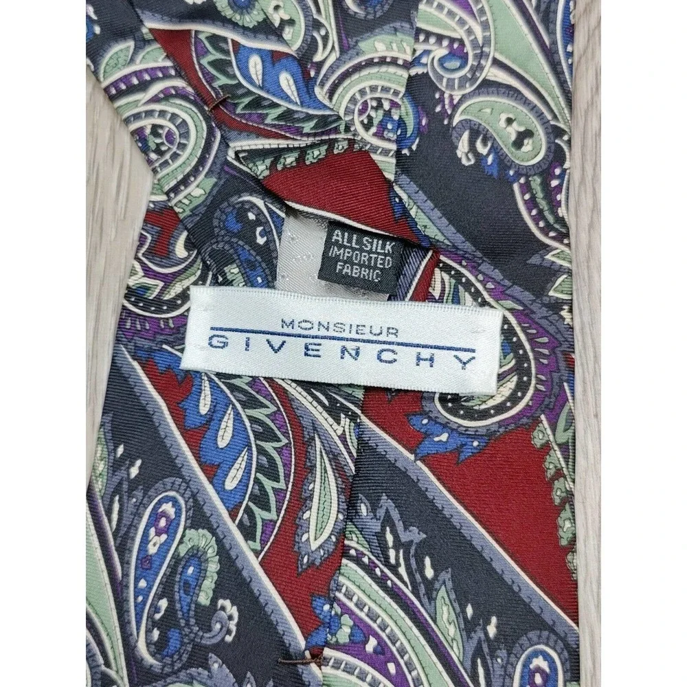 Givenchy Monsieur Paris Vintage Mens Neck Tie Silk‎ lot of two 2 pink paisley